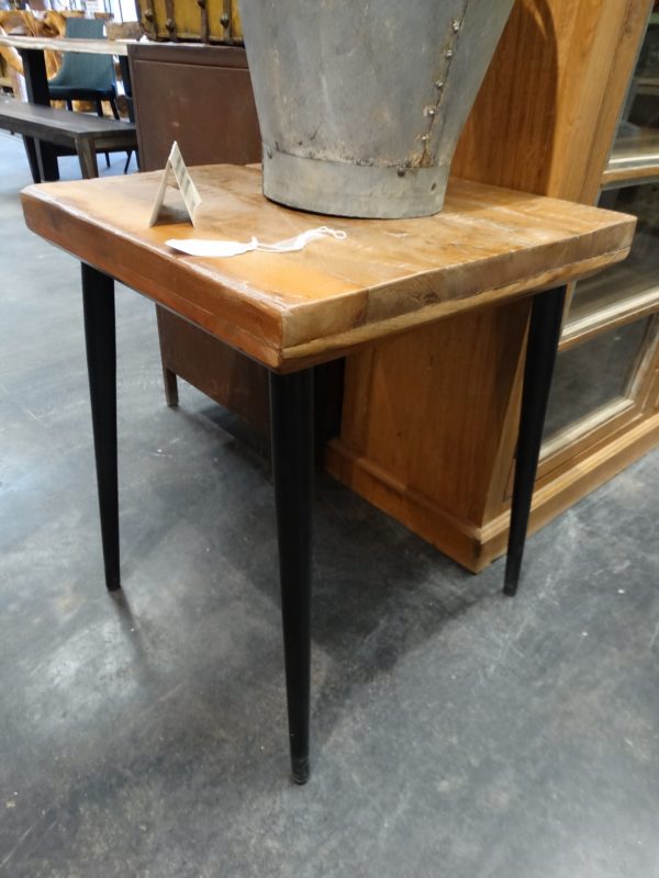 pencil leg end table with wood top