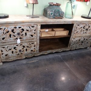 tv console sideboard with carved doors