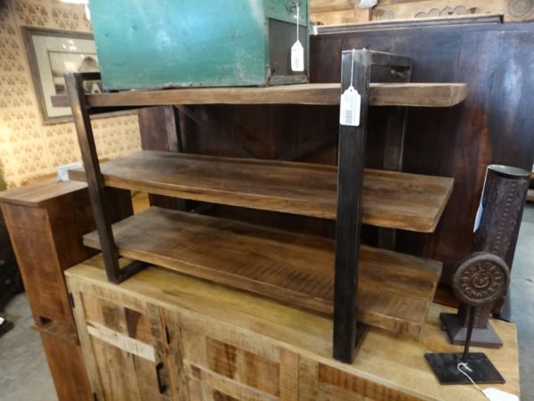 steel frame and wood shelf