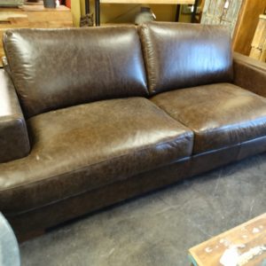 Sofa Boxy Leather Sofa Couch Brown