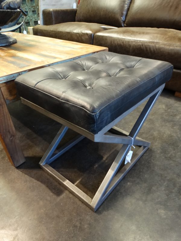black leather ottoman stool chair