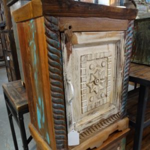 End Table Carved Door Reclaimed End Table Nightstand