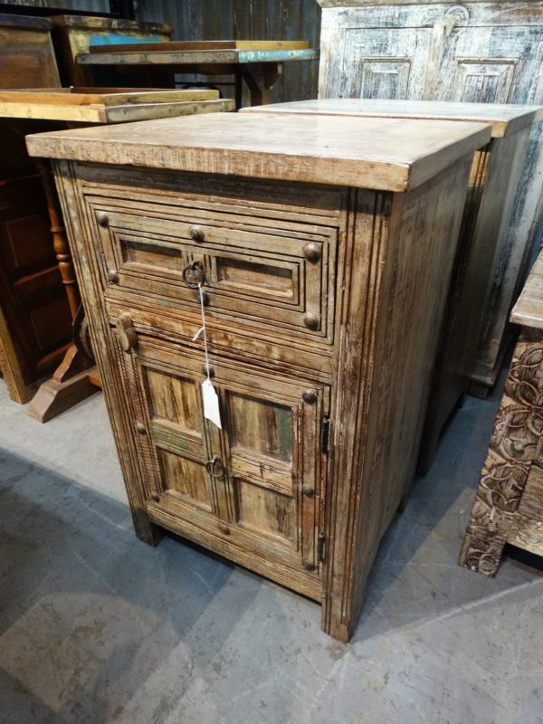 end table with drawer and cross cabinet door