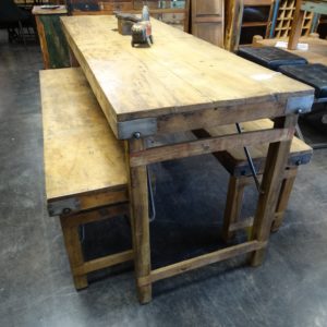 Table Folding Table and Two Benches Set