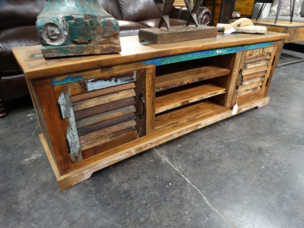 tv entertainment console with shutter doors