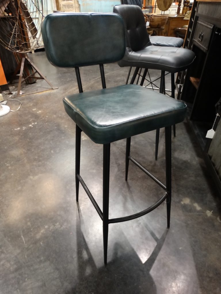 teal leather barstool