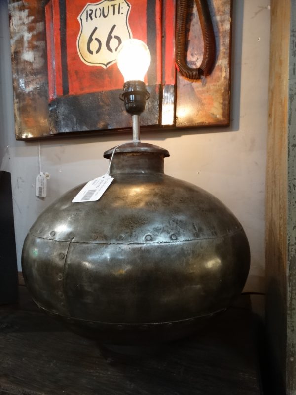 repurposed market pot table lamp