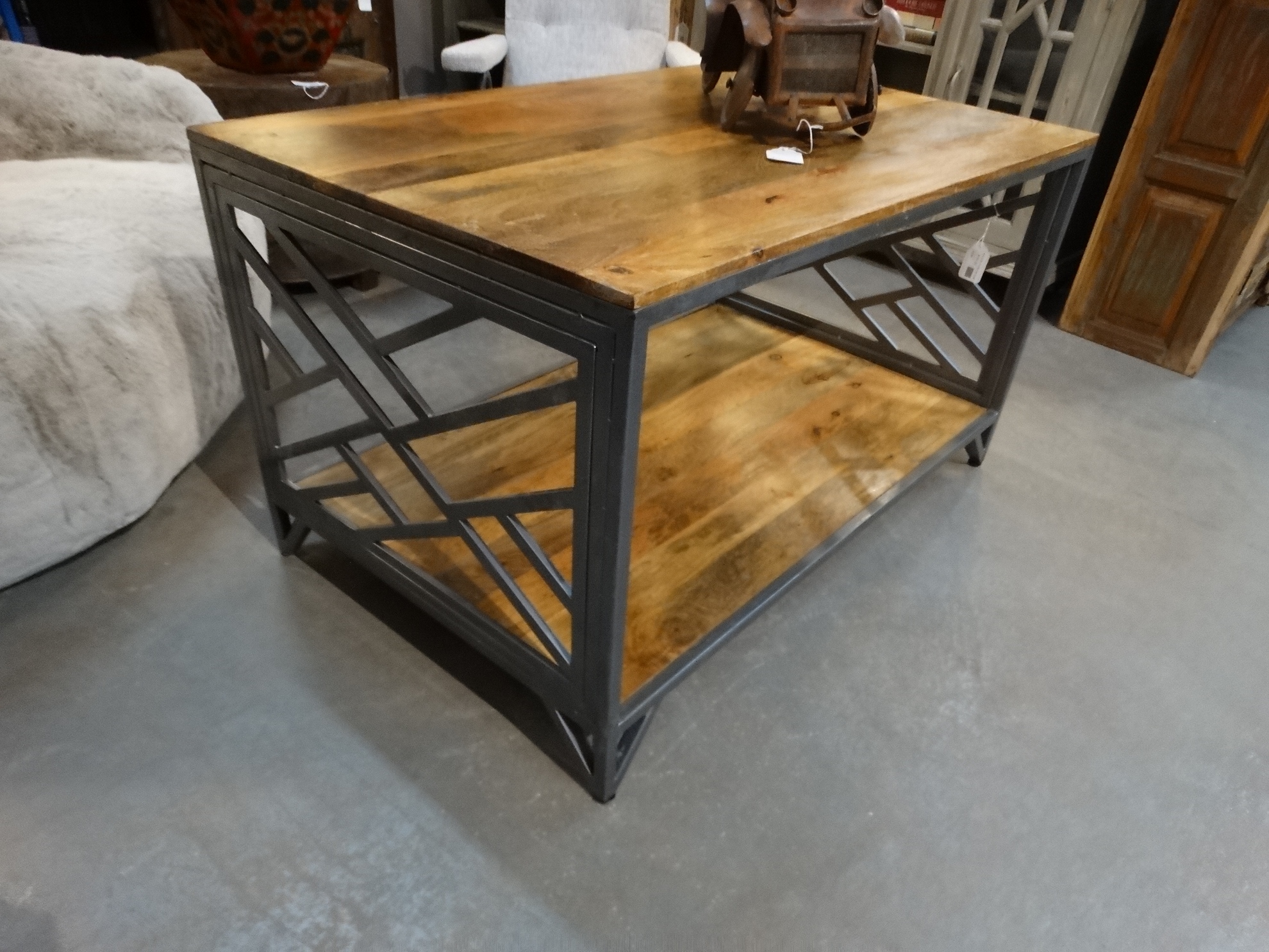 Metal Sides Tall Coffee Table - Rare Finds Warehouse