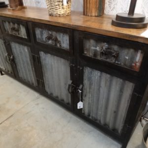 corrugated metal sideboard with 4 drawers