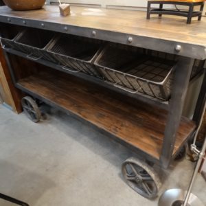 industrial console table trolley cart