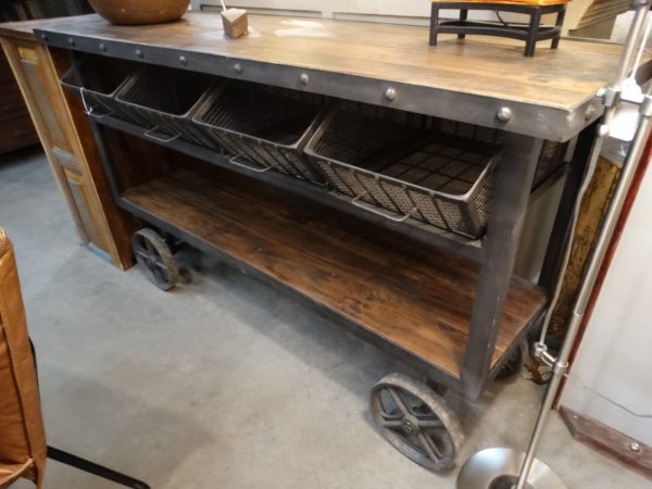 industrial console table trolley cart