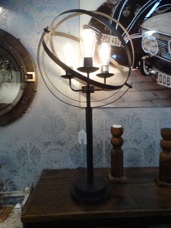 orbiton black metal globe table lamp