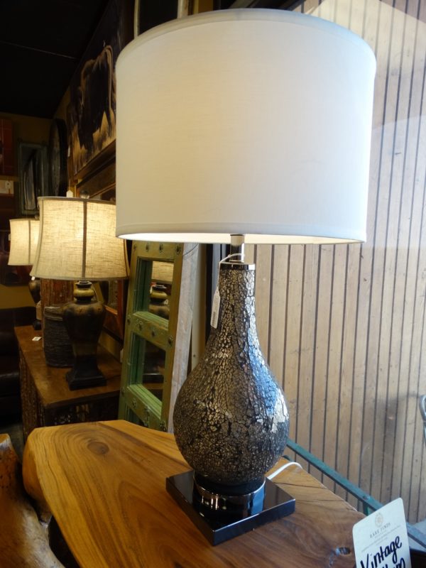Lamp Taupe Crackled Glass Table Lamp