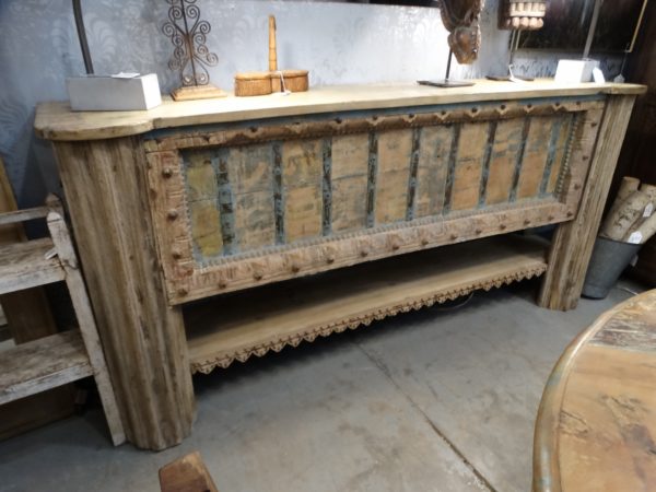 reclaimed door and pillars console table