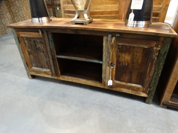 reclaimed wood tv console cabinet