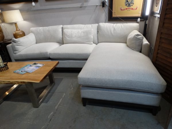 white linen sofa couch with chaise