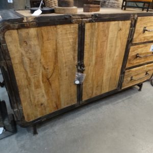 rustic industrial sideboard cabinet with rounded corners