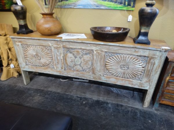 console carved rustic white console table
