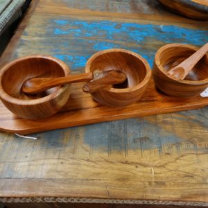 bowls set of 3 condiment bowls on wood tray