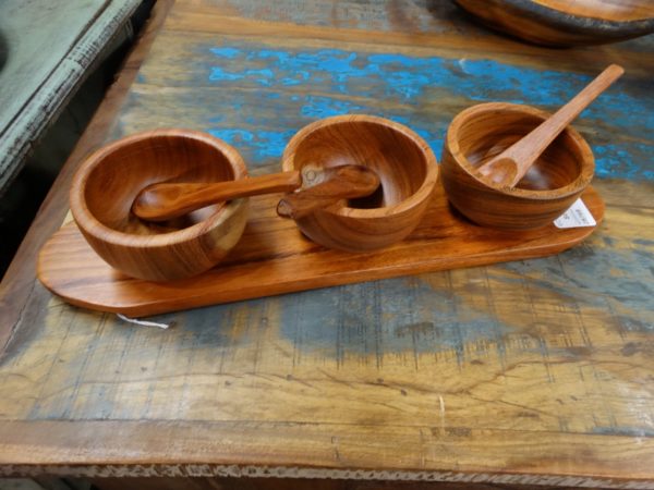 bowls set of 3 condiment bowls on wood tray