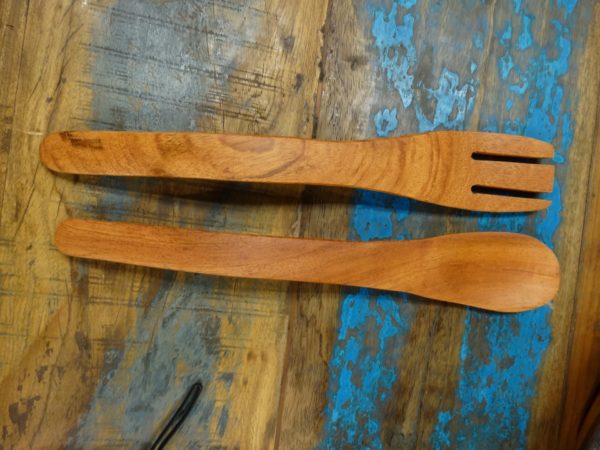 utensils wooden salad fork and spoon set
