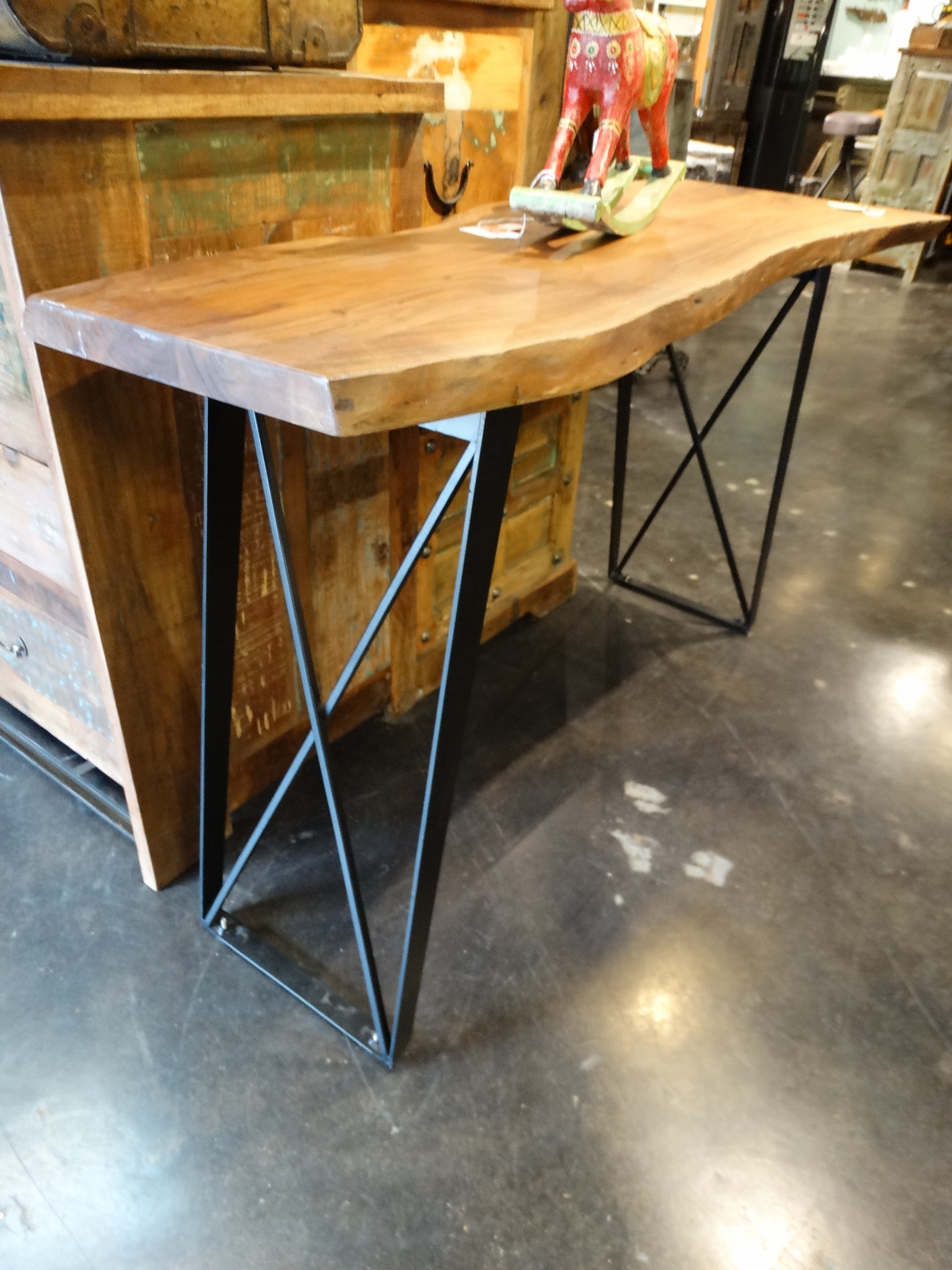 Metal Base Console Table With Live Edge