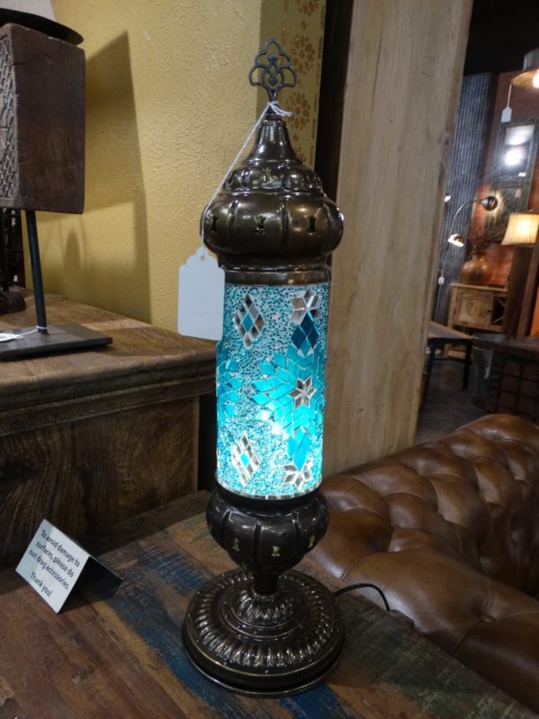 lamp mosaic glass cylinder table lamp