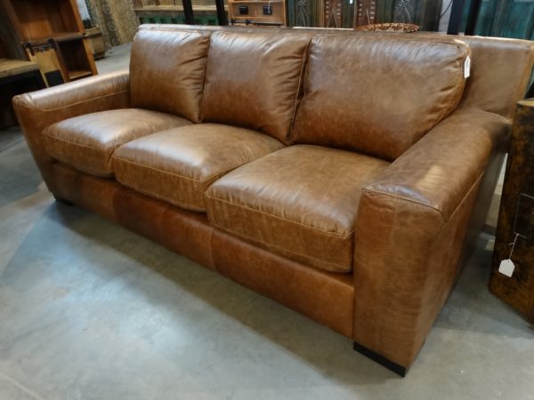 sofa plump brown leather sofa