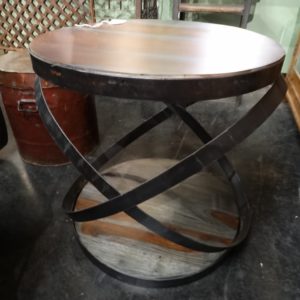 end table round end table with metal x sides