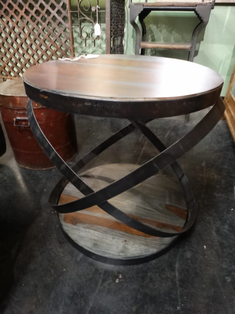 end table round end table with metal x sides