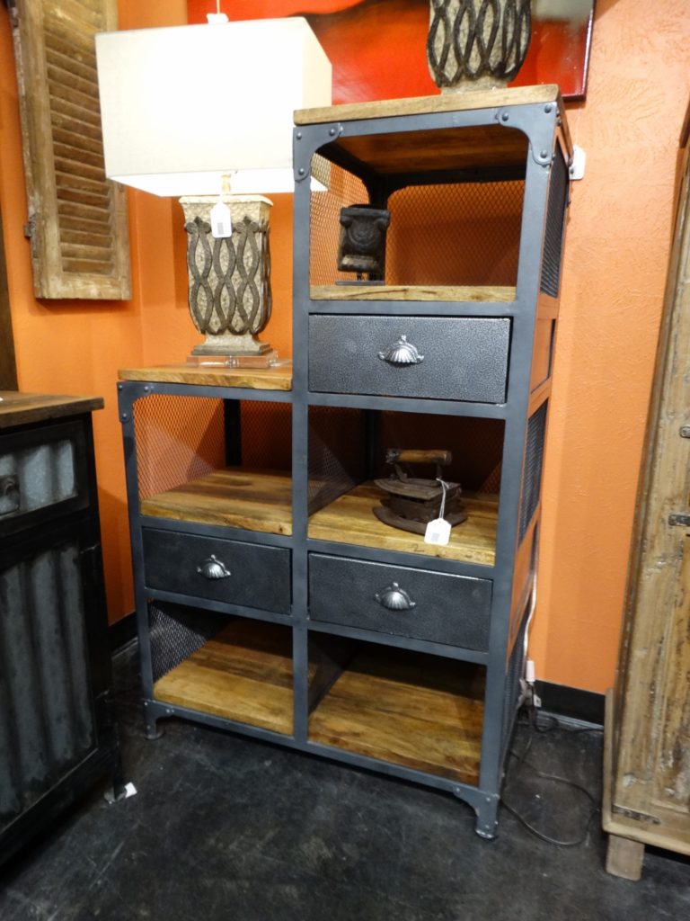 shelf stacked boxes metal mesh shelf with drawers