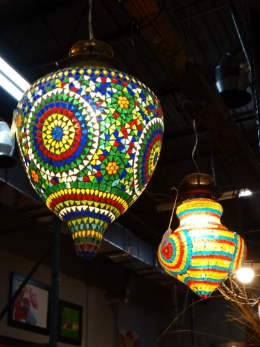 glass mosaic hanging light