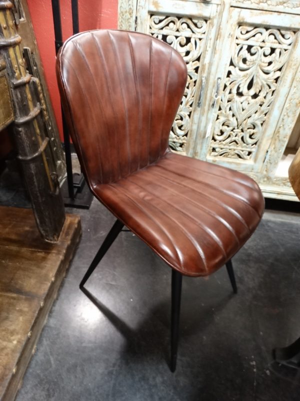chair brown leather Chair with quilted features