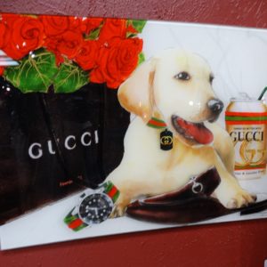 wall art glass gucci dog wall art