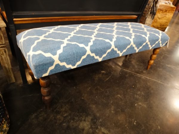 bench upholstered fabric bench blue