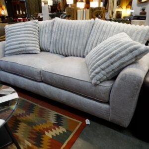 Sofa Whitish Gray Fuzzy Cosy Sofa with Big Pillows