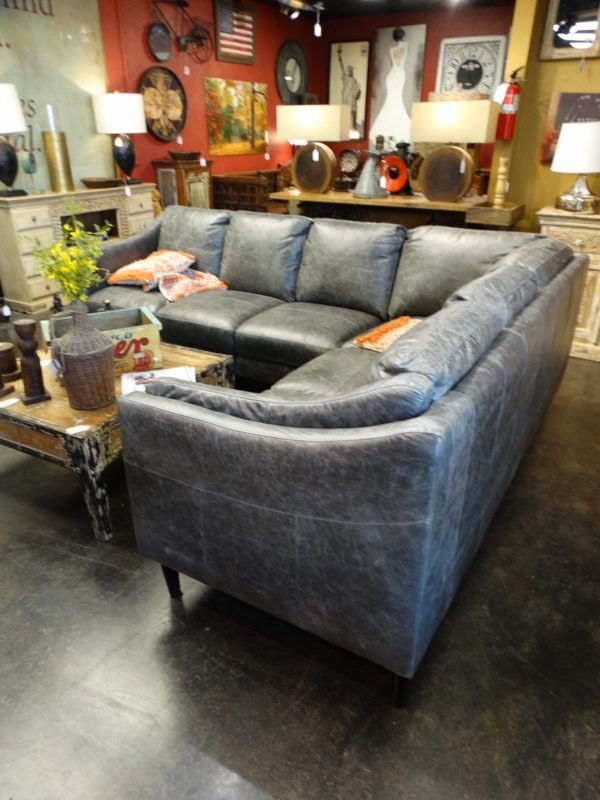 gray leather sectional sofa couch