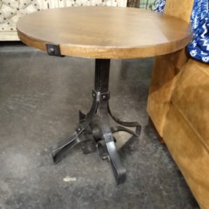 End Table Round Wood Top End Table with Metal Base
