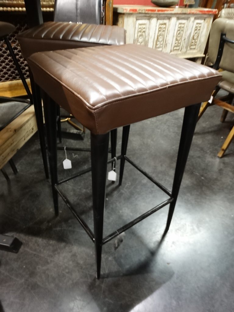 stool square leather barstool brown