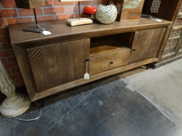 tv console brown wood with drawer