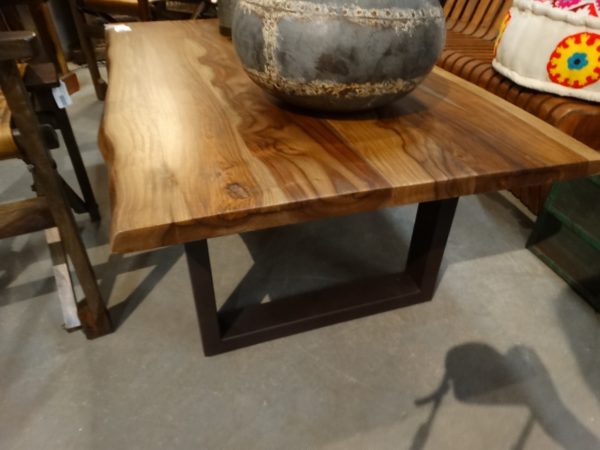 table coffee table with live edge and metal base