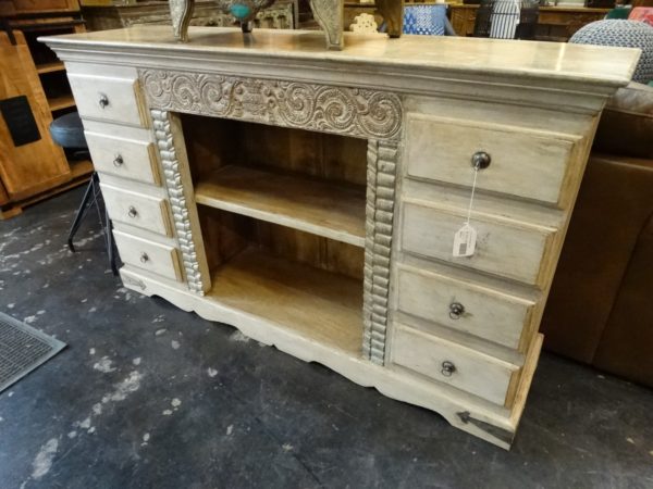 Shelf TV Console with Drawers and Open Shelf