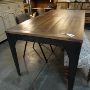 Table Metal Base Dining Table with Wood Top