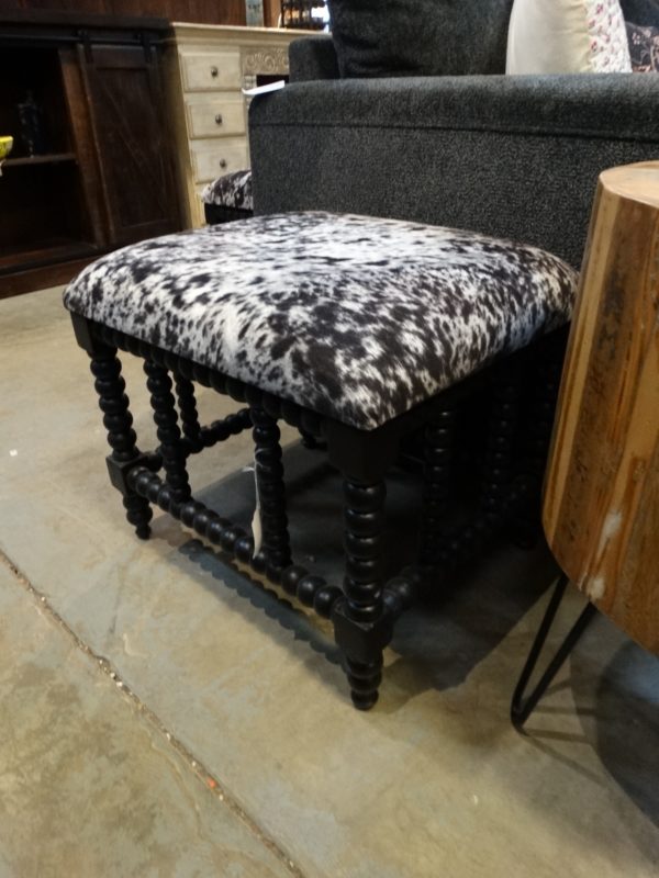Ottoman Bench Ottoman Cowhide Top On Carved Base