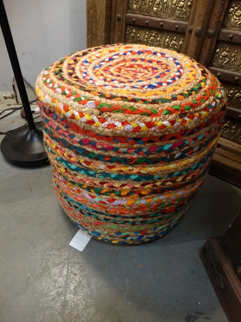 Ottoman Colorful Woven Pouf Ottoman Stool