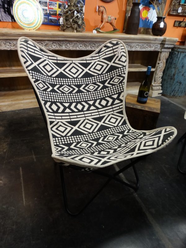 Chair Butterfly Chair Black and White Geometric Design Canvas