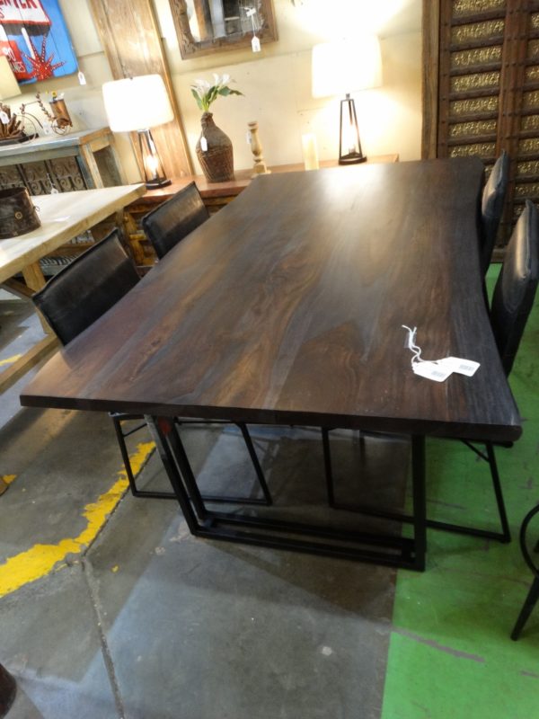 Dining Table Dark Sheesham Dining Table with Metal Base