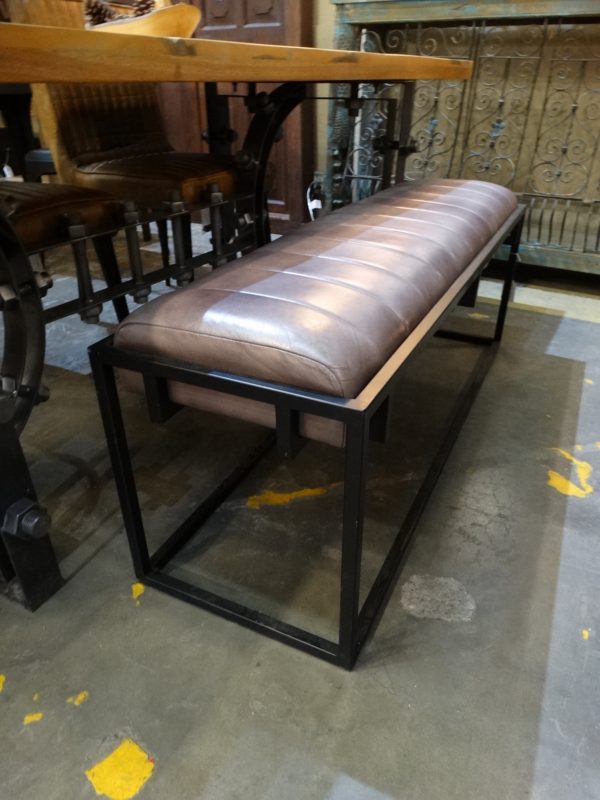 Bench Leather Bench with Metal Frame Purple