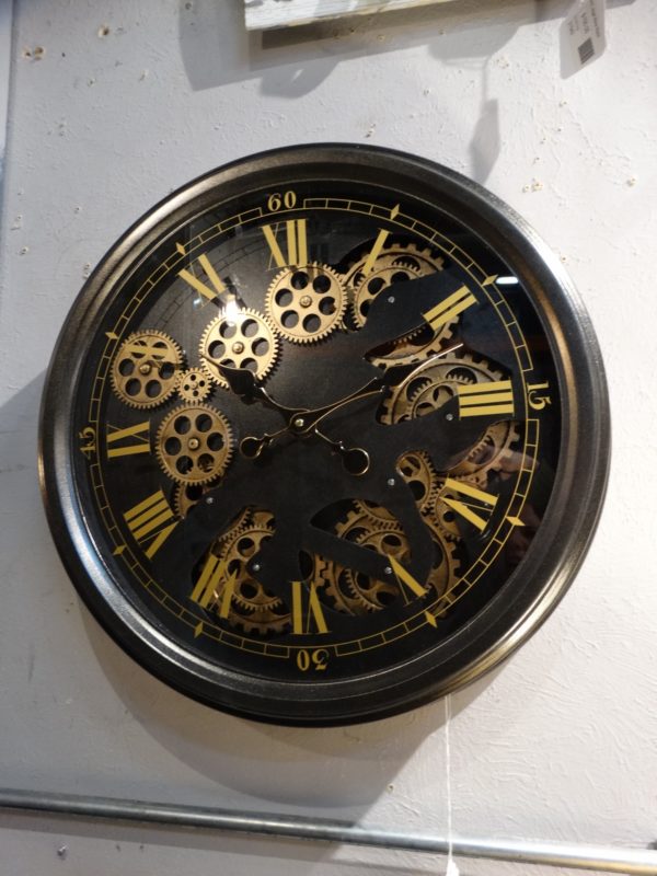 Clock Black and Gold Gears Wall Clock