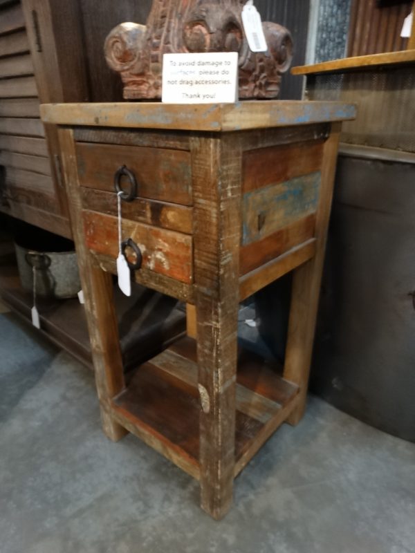 End Table Reclaimed Wood With Two Drawers End Table Nightstand